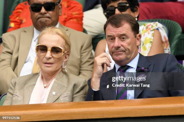 Princess Michael of Kent and Wimbledon Chairman Philip Brook attend day ten of the Wimbledon Tennis Championships at the All England Lawn Tennis and...
