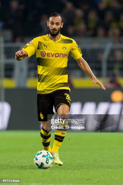 Oemer Toprak of Dortmund controls the ball during the Bundesliga match between Borussia Dortmund and Eintracht Frankfurt at Signal Iduna Park on...