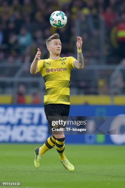 Marco Reus of Dortmund controls the ball during the Bundesliga match between Borussia Dortmund and Eintracht Frankfurt at Signal Iduna Park on March...