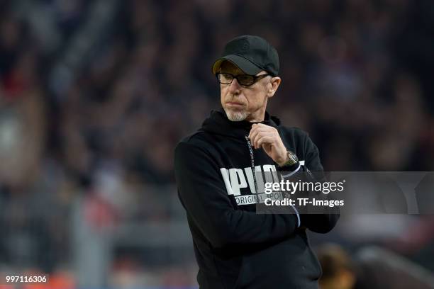 Head coach Peter Stoeger of Dortmund looks on during the Bundesliga match between Borussia Dortmund and Eintracht Frankfurt at Signal Iduna Park on...