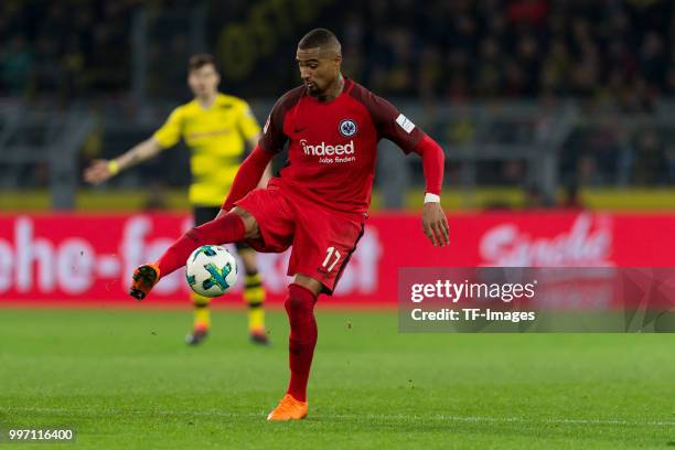 Kevin-Prince Boateng of Frankfurt controls the ball during the Bundesliga match between Borussia Dortmund and Eintracht Frankfurt at Signal Iduna...