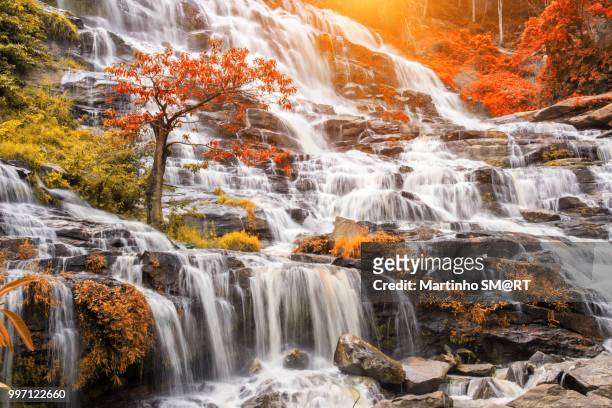 mea ya waterfall is a beautiful waterfall in chiang mai , thaila - rt imagens e fotografias de stock