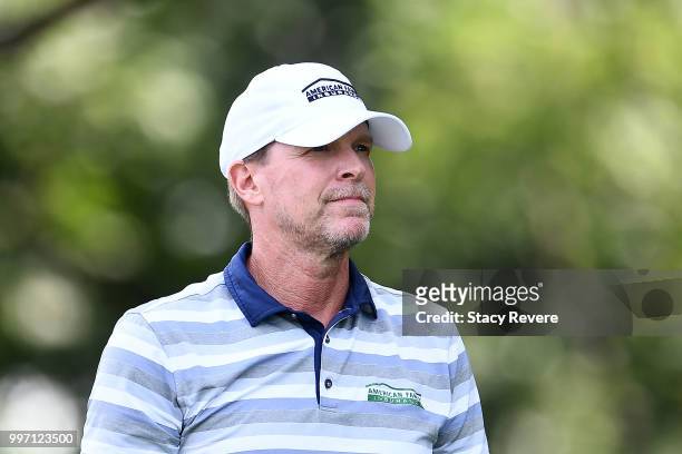 Steve Stricker walks off the 15th tee during the first round of the John Deere Classic at TPC Deere Run on July 12, 2018 in Silvis, Illinois.