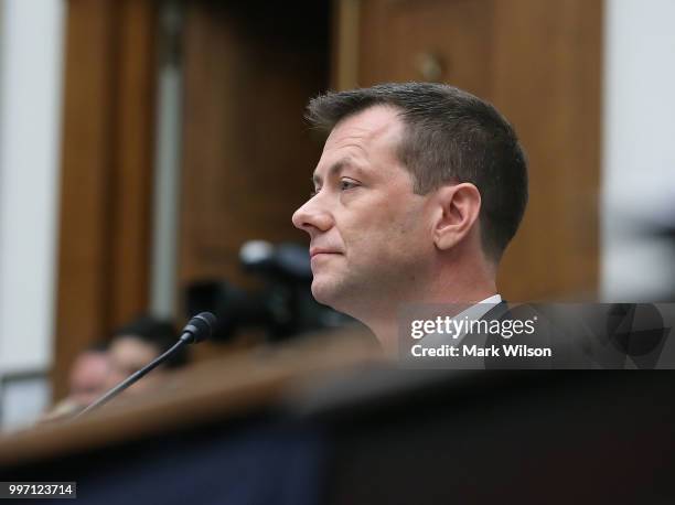 Deputy Assistant FBI Director Peter Strzok listens to questions during a joint committee hearing of the House Judiciary and Oversight and Government...