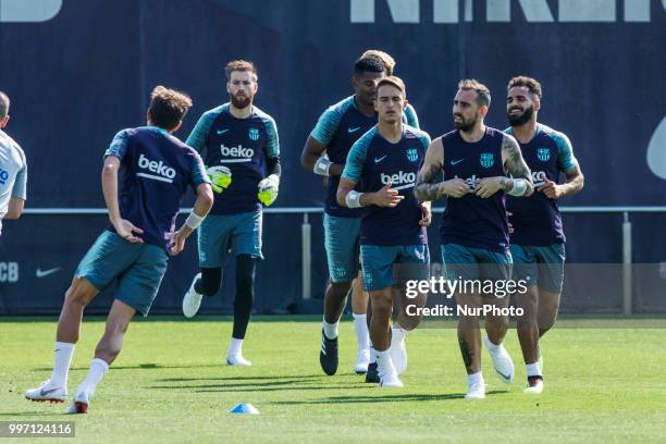 Paco Alcacer from Spain during the first FC Barcelona training session of the 2018/2019 La Liga pre season in Ciutat Esportiva Joan Gamper, Barcelona...