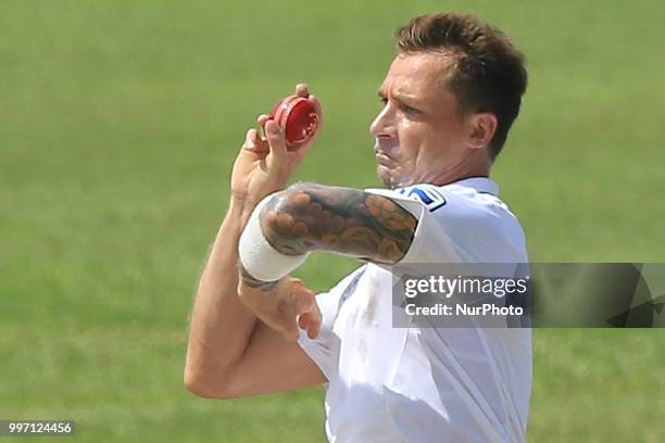 South African cricketer Dale Steyn bowls during the 1st Day's play of the 1st Test match between Sri Lanka and South Africa at Galle International...