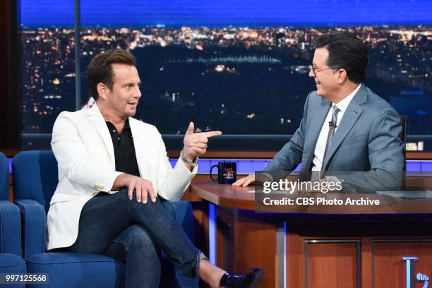 The Late Show with Stephen Colbert and guest Will Arnett during Tuesday's July 10, 2018 show.