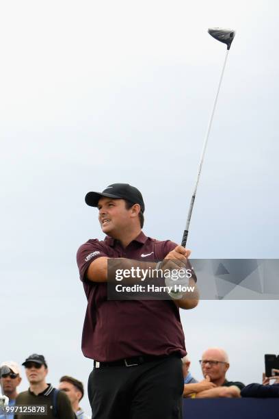 Patrick Reed of USA takes his tee shot on hole thirteen during day one of the Aberdeen Standard Investments Scottish Open at Gullane Golf Course on...
