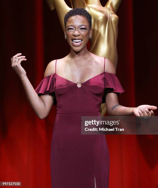 Samira Wiley attends onstage during the 70th Emmy Awards nominations announcement held at Saban Media Center on July 12, 2018 in North Hollywood,...