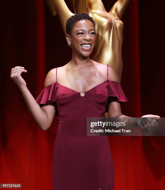 Samira Wiley attends onstage during the 70th Emmy Awards nominations announcement held at Saban Media Center on July 12, 2018 in North Hollywood,...