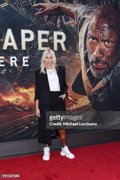 Lauren Wasser attends the 'Skyscraper' New York Premiere at AMC Loews Lincoln Square on July 10, 2018 in New York City.