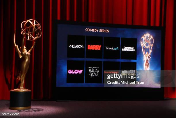 Nominees showcased onstage during the 70th Emmy Awards nominations announcement held at Saban Media Center on July 12, 2018 in North Hollywood,...