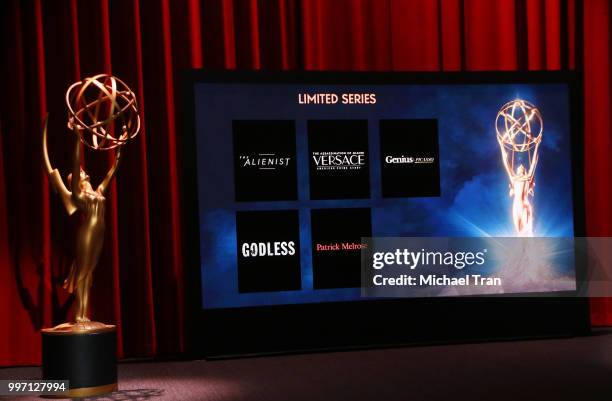 Nominees showcased onstage during the 70th Emmy Awards nominations announcement held at Saban Media Center on July 12, 2018 in North Hollywood,...