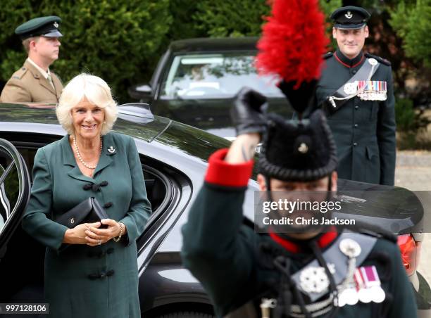 Camilla, Duchess of Cornwall visits the New Normandy Barracks on July 12, 2018 in Aldershot, England.