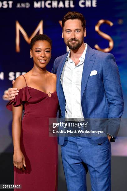 Samira Wiley and Ryan Eggold attend the 70th Emmy Awards Nominations Announcement at Saban Media Center on July 12, 2018 in North Hollywood,...