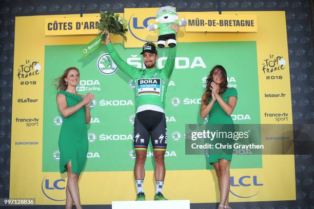 Podium / Peter Sagan of Slovakia and Team Bora Hansgrohe Green Sprint Jersey Celebration / during 105th Tour de France 2018, Stage 6 a 181km stage...