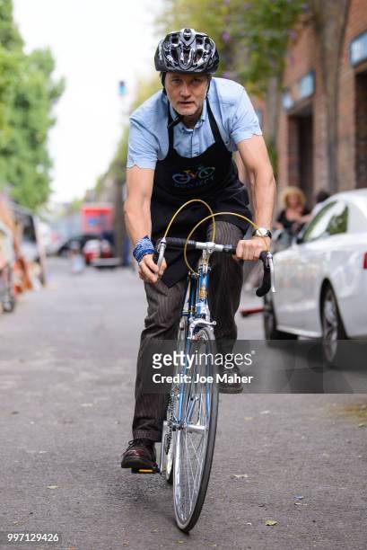 David Morrissey attends a photocall to announce the National Lottery funding of The Bike Project at The Bike Project on July 12, 2018 in London,...