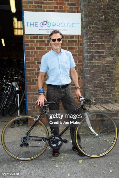 David Morrissey attends a photocall to announce the National Lottery funding of The Bike Project at The Bike Project on July 12, 2018 in London,...