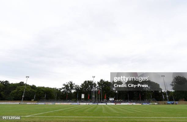 Overview of the pitch before the game between MSV Neuruppin against Hertha BSC at the Volkspark-Stadion on july 12, 2018 in Neuruppin, Germany.