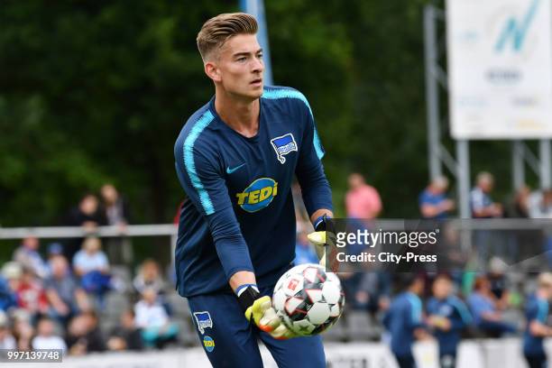 Jonathan Klinsmann of Hertha BSC before the game between MSV Neuruppin against Hertha BSC at the Volkspark-Stadion on july 12, 2018 in Neuruppin,...