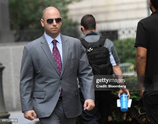 Adam Skelos, son of former New York State Senate Majority Leader Dean Skelos, arrives at federal court in New York, U.S., on Thursday, July 12, 2018....