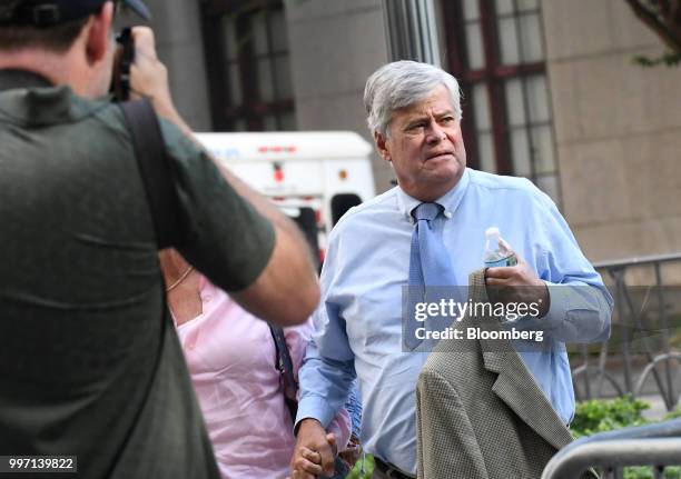 Former State Senate Majority Leader Dean Skelos arrives at federal court in New York, U.S., on Thursday, July 12, 2018. Prosecutors say the...