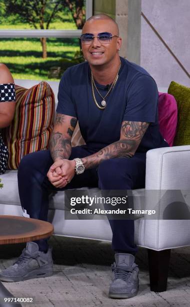 Wisin is seen on the set of "Un Nuevo Dia" at Telemundo Center to promote the show "La Voz" on July 12, 2018 in Miami, Florida.