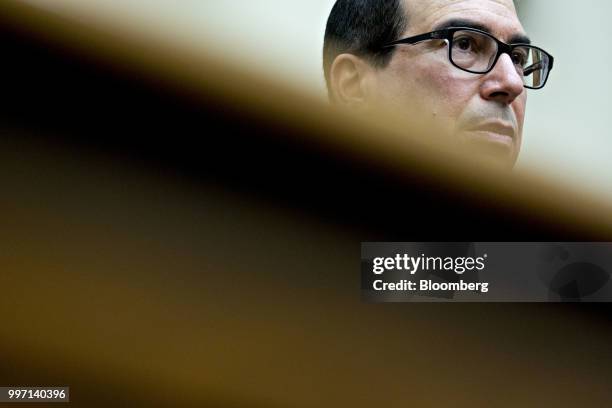 Steven Mnuchin, U.S. Treasury secretary, listens during a House Financial Services Committee hearing in Washington, D.C., U.S., on Thursday, July 12,...