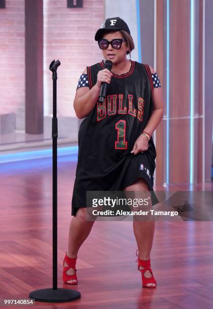 Adamari Lopez is seen on the set of "Un Nuevo Dia" at Telemundo Center to promote the show "La Voz" on July 12, 2018 in Miami, Florida.