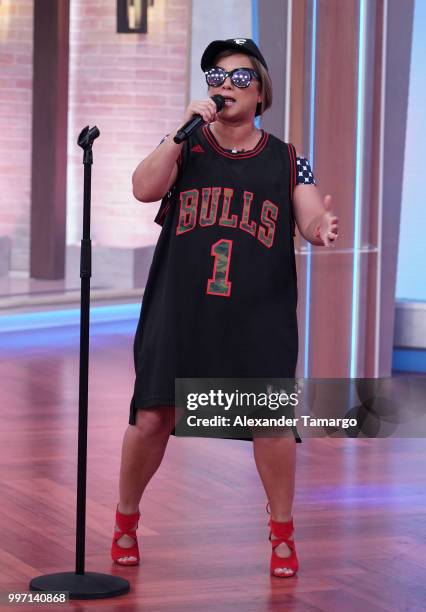 Adamari Lopez is seen on the set of "Un Nuevo Dia" at Telemundo Center to promote the show "La Voz" on July 12, 2018 in Miami, Florida.