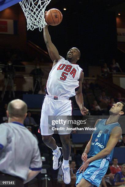 Baron Davis of the USA in action during the Mens Basketball match between the USA and Argentina, played at the South Bank Convention Centre,...