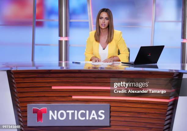 Paulina Sodi is seen on the set of "Un Nuevo Dia" at Telemundo Center on July 12, 2018 in Miami, Florida.