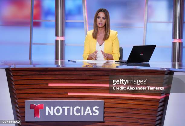 Paulina Sodi is seen on the set of "Un Nuevo Dia" at Telemundo Center on July 12, 2018 in Miami, Florida.