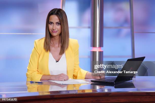 Paulina Sodi is seen on the set of "Un Nuevo Dia" at Telemundo Center on July 12, 2018 in Miami, Florida.