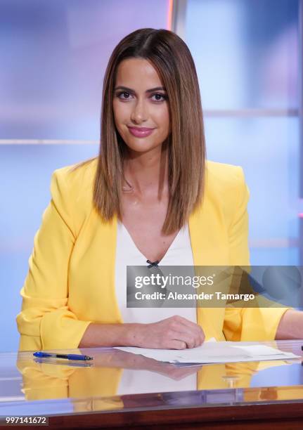 Paulina Sodi is seen on the set of "Un Nuevo Dia" at Telemundo Center on July 12, 2018 in Miami, Florida.