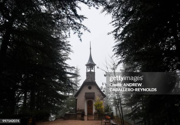 The Capilla Ecumenica church, styled from small German towns from the fifteenth century, is seen in the forest in the town of La Cumbrecita, in...