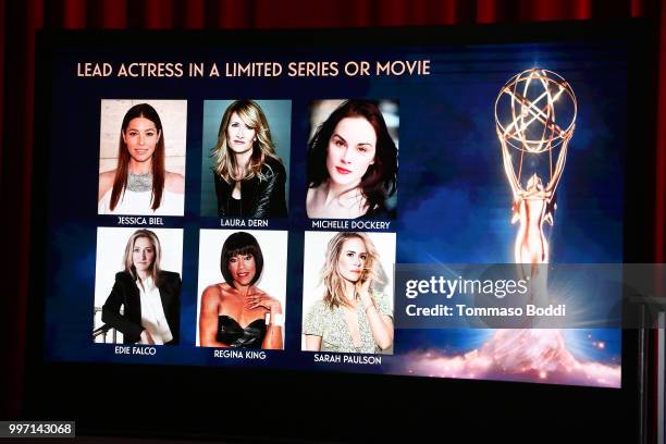 General view of the atmosphere during the 70th Emmy Awards Nominations Announcement at Saban Media Center on July 12, 2018 in North Hollywood,...