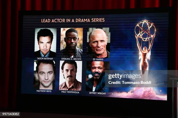 General view of the atmosphere during the 70th Emmy Awards Nominations Announcement at Saban Media Center on July 12, 2018 in North Hollywood,...