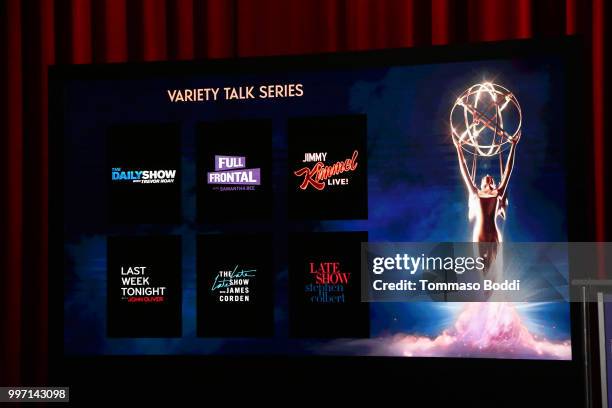 General view of the atmosphere during the 70th Emmy Awards Nominations Announcement at Saban Media Center on July 12, 2018 in North Hollywood,...