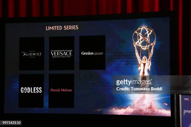 General view of the atmosphere during the 70th Emmy Awards Nominations Announcement at Saban Media Center on July 12, 2018 in North Hollywood,...