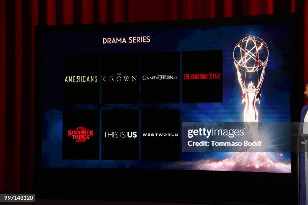 General view of the atmosphere during the 70th Emmy Awards Nominations Announcement at Saban Media Center on July 12, 2018 in North Hollywood,...