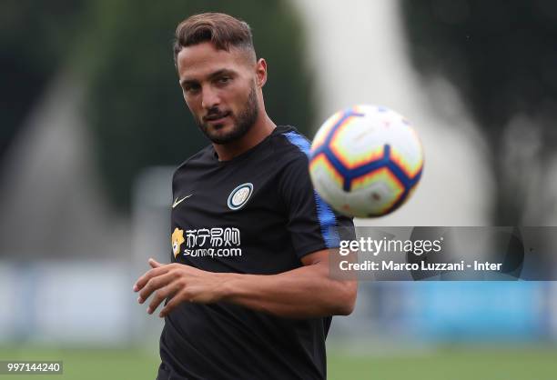 Danilo D Ambrosio of FC Internazionale in action during the FC Internazionale training session at the club's training ground Suning Training Center...