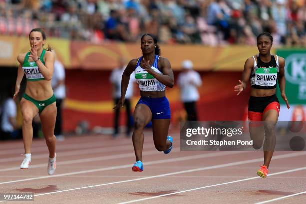 Kristal Awuh of Great Britain in action during heat 3 of the women's 100m semi finals on day three of The IAAF World U20 Championships on July 12,...