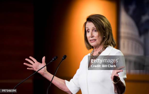 House Minority Leader Nancy Pelosi, D-Calif., holds her weekly press conference in the Capitol on Thursday, July 12, 2018.