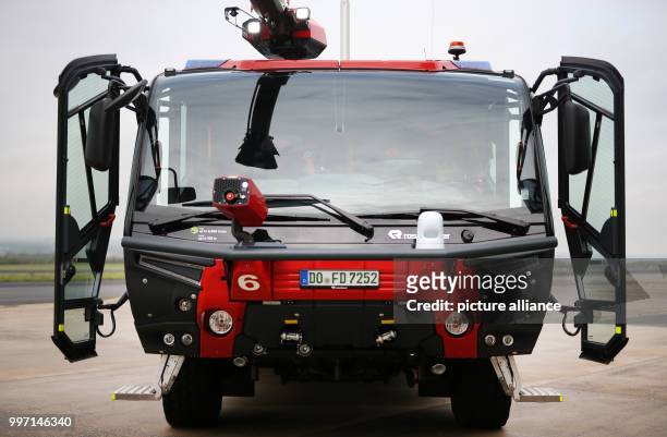 The PANTHER 6 X 6 photographed during its hand-over to Dortmund Airport's Fire Brigade in Dortmund, Germany, 09 October 2017. Dortmund Airport is...