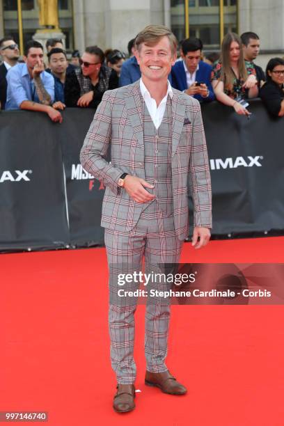 Actor Caspar Phillipson attends the Mission: Impossible - Fallout' Global Premiere in Paris on July 12, 2018 in Paris, France.