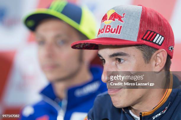 Marc Marquez of Spain and Repsol Honda Team looks on during the press conference pre-event during the MotoGp of Germany - Previews at Sachsenring...