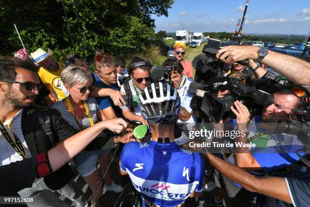 Arrival / Julian Alaphilippe of France and Team Quick-Step Floors / Interview / Press / Media / during 105th Tour de France 2018, Stage 6 a 181km...