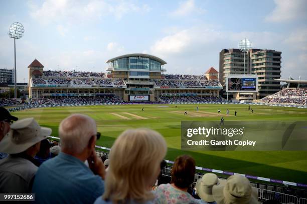 General view of play during the Royal London One-Day match between England and India at Trent Bridge on July 12, 2018 in Nottingham, England.