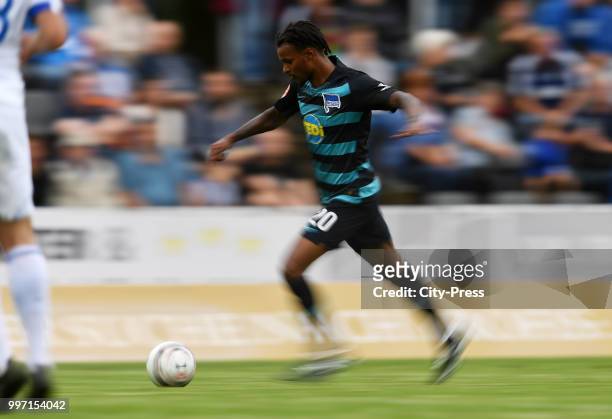 Valentino Lazaro of Hertha BSC during the game between MSV Neuruppin against Hertha BSC at the Volkspar-Stadion on july 12, 2018 in Neuruppin,...